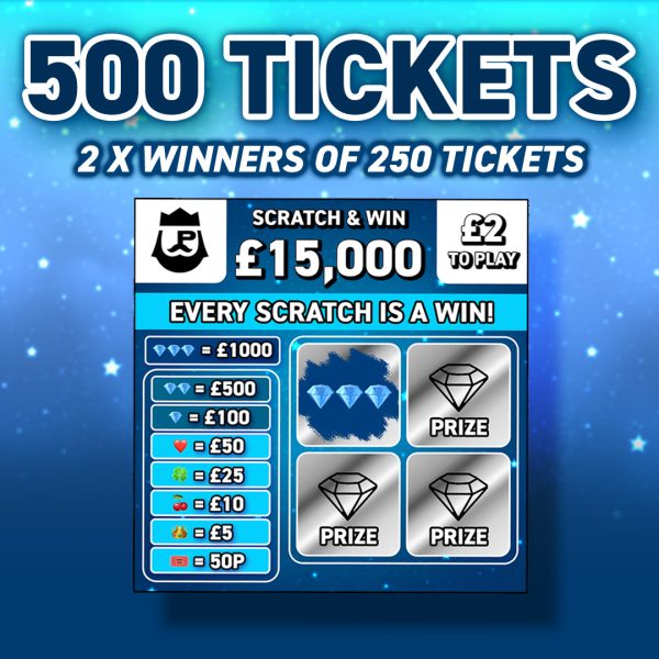500 Tickets into £15k Scratch and Win - 2 Winners