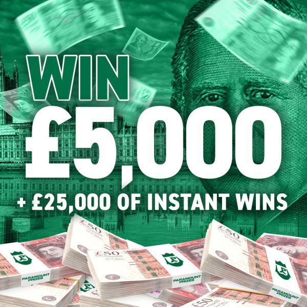£5000 Cash + £25000 Instant Wins